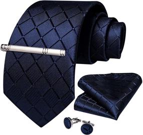 img 4 attached to DiBanGu Plaids Necktie Set with Handkerchief and Cufflinks