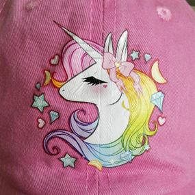 img 1 attached to 🦄 Adjustable Cute Unicorn Ponytail Cap for Girls, Perfect for High Buns or Ponytails, Baseball Dad Hat Designed for Ages 3-12 Years