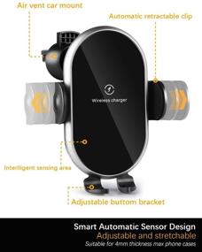 img 1 attached to Senlleo Wireless Car Charger Mount - 10W/7.5W Fast Wireless Charging - Auto-Clamping Air Vent Cradle & Phone Holder - Compatible with iPhone Samsung Android (Black + Silver)