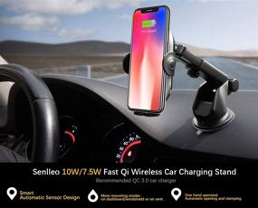 img 3 attached to Senlleo Wireless Car Charger Mount - 10W/7.5W Fast Wireless Charging - Auto-Clamping Air Vent Cradle & Phone Holder - Compatible with iPhone Samsung Android (Black + Silver)