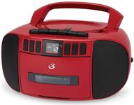 🔴 red gpx bca209r portable boombox with cd and cassette player, featuring am/fm radio logo
