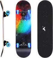 giemit standard skateboard 31x8 inch with led light up wheels, ideal for beginners kids teens & adults - 7 layers canadian maple wood deck & all-in-1 skate t-tool included logo