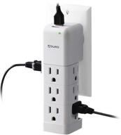 🔌 aduro wall mount surge protector power strip with 9 outlets and 2 usb ports (2.4a), white - multiple outlet splitter extender adapter logo