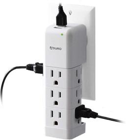 img 4 attached to 🔌 Aduro Wall Mount Surge Protector Power Strip with 9 Outlets and 2 USB Ports (2.4A), White - Multiple Outlet Splitter Extender Adapter