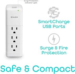 img 1 attached to 🔌 Aduro Wall Mount Surge Protector Power Strip with 9 Outlets and 2 USB Ports (2.4A), White - Multiple Outlet Splitter Extender Adapter
