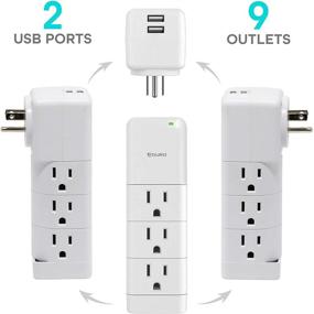 img 2 attached to 🔌 Aduro Wall Mount Surge Protector Power Strip with 9 Outlets and 2 USB Ports (2.4A), White - Multiple Outlet Splitter Extender Adapter
