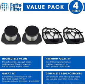 img 3 attached to 🔍 Fette Filter - Set of 2 Replacement Filters and 2 Pre-Screen Filters for Ryobi 18 Volt Stick Vacuum Model P718K. Alternatives to Part Numbers 313282001 & 313282002. (4 Piece Bundle)