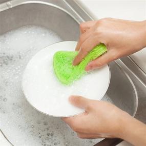 img 1 attached to 🧽 Silicone Dish Sponge - Cleaning Sponges for Dish Washing - Brush-Free Better Dishwashing Sponge - Household Cleaning Sponges - Smart Kitchen Sponge (2pcs)