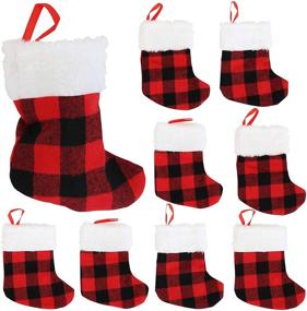 img 1 attached to Iconikal Mini Christmas Stockings 24-Pack: Festive Red Buffalo Plaid Design
