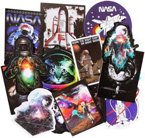 img 4 attached to 🚀 100 Pcs Space Stickers - Waterproof Vinyl Decals of Universe Explorer Spaceman Spacecraft NASA Sticker Pack for Water Bottle Laptop Travel Luggage - Ideal for Kids Party Supplies and Gift