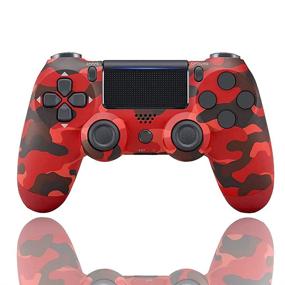 img 4 attached to 🎮 Enhanced Gaming Experience with PS4 Controller: Dual Vibration, USB Charging, Audio Function & LED Indicator - Compatible with PS4/Pro/Slim (Camouflage Red)