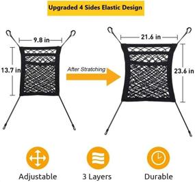 img 3 attached to 🐶 3-Layer Car Dog Barrier with Backseat Organizer: Universal Seat Storage Mesh for Pets, Kids, and Cargo Disturbance Prevention