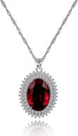 💎 stunning nc platinum plated big red cubic zirconia pendant necklace - simulated ruby necklaces for women & girls (model zy086) logo