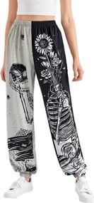 img 4 attached to 👖 WDIRARA Women's Graphic Print Elastic Waist Sweatpants: Comfortable Casual Long Joggers with Style