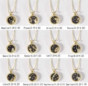 img 3 attached to Zodiac Coin Necklace Set: Colorful Bling for Women & Girls - 12 Constellation pendants in Bright Day and Black Night - 14K Gold Plated Round Astrology Horoscope Pendant- Ideal Gift