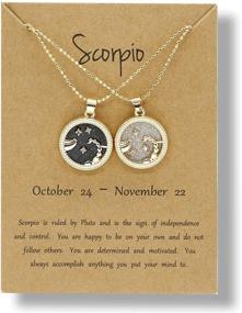 img 4 attached to Zodiac Coin Necklace Set: Colorful Bling for Women & Girls - 12 Constellation pendants in Bright Day and Black Night - 14K Gold Plated Round Astrology Horoscope Pendant- Ideal Gift