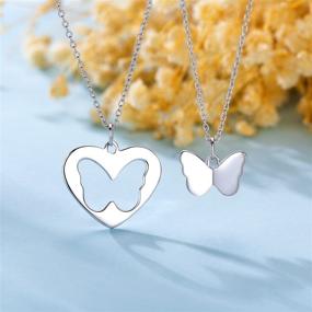 img 1 attached to Mother Daughter Necklaces - Stunning Butterfly Heart Jewelry Sets: 925 Sterling Silver White Gold Plated Necklaces, Perfect Gift for Mom, Daughter, and Women on Birthdays or Mother's Day