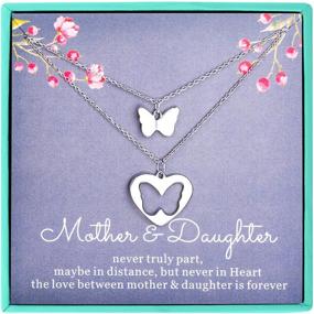 img 4 attached to Mother Daughter Necklaces - Stunning Butterfly Heart Jewelry Sets: 925 Sterling Silver White Gold Plated Necklaces, Perfect Gift for Mom, Daughter, and Women on Birthdays or Mother's Day