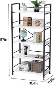 img 2 attached to 📚 UDEAR 5 Tier Black Bookshelf: Modern Metal MDF Board Open Book Shelves for Living Room- Multifunctional Storage Unit