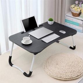 img 2 attached to 🛏️ Versatile Adjustable Laptop Bed Table Lap Desk for Couch & Sofa - Portable Breakfast Tray, Reading Holder, & Dormitory Table (23.6 x 15.7in)