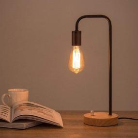 img 1 attached to Haitral Vintage Industrial Desk Lamp with Edison Bulb - Ideal for Dorm, Office, Bedroom, Living Room - Sleek Black Design