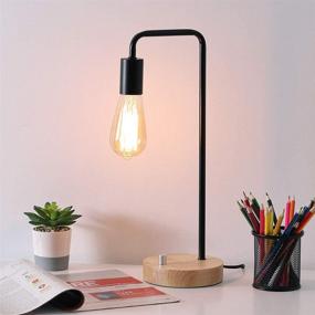 img 3 attached to Haitral Vintage Industrial Desk Lamp with Edison Bulb - Ideal for Dorm, Office, Bedroom, Living Room - Sleek Black Design