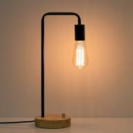 haitral vintage industrial desk lamp with edison bulb - ideal for dorm, office, bedroom, living room - sleek black design логотип