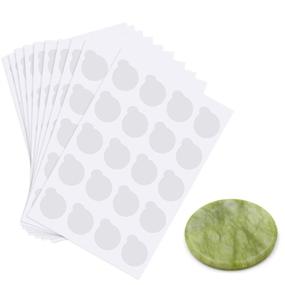 img 4 attached to 🌺 200 Pcs Eyelash Extension Adhesive Glue Pallet Sticker Pads + 1 Pcs Eyelash Extension Jade Stone: Convenient Waterproof Adhesive Holder Pad Set