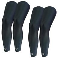 🏋️ gp gioro partner 2-pack full leg compression sleeves for workout, running, basketball, football, cycling, gym exercise - long leg sleeve protection (m, black+black) logo