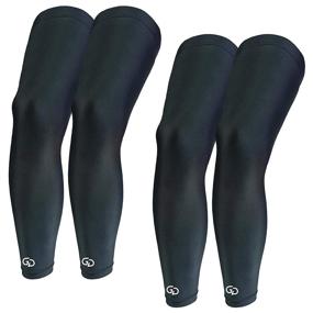 img 4 attached to 🏋️ GP GIORO PARTNER 2-Pack Full Leg Compression Sleeves for Workout, Running, Basketball, Football, Cycling, Gym Exercise - Long Leg Sleeve Protection (M, Black+Black)