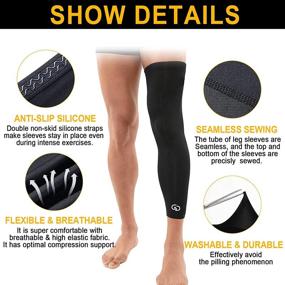 img 2 attached to 🏋️ GP GIORO PARTNER 2-Pack Full Leg Compression Sleeves for Workout, Running, Basketball, Football, Cycling, Gym Exercise - Long Leg Sleeve Protection (M, Black+Black)