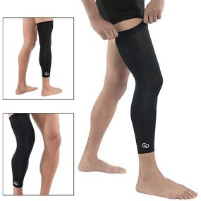 img 1 attached to 🏋️ GP GIORO PARTNER 2-Pack Full Leg Compression Sleeves for Workout, Running, Basketball, Football, Cycling, Gym Exercise - Long Leg Sleeve Protection (M, Black+Black)