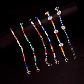 img 1 attached to 🌸 KWHY Adjustable Beaded Anklets: Colorful Handmade Beach Boho Foot Bracelets - 1-10PCS Anklet Set for Women and Girls
