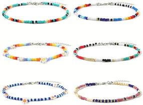 img 4 attached to 🌸 KWHY Adjustable Beaded Anklets: Colorful Handmade Beach Boho Foot Bracelets - 1-10PCS Anklet Set for Women and Girls