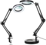 kirkas 2-in-1 stepless dimmable magnifying desk lamp with clamp, swivel arm light and stand, led magnifying glass with light, 3 color modes, lighted magnifier lens for reading, crafts, close works - black логотип