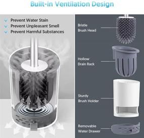 img 3 attached to 🚽 White Toilet Brush and Holder Set - Domi-patrol Bathroom Organization with Soft Bristle Silicone Brush, Wall Mounted &amp; Floor Standing Design, Includes Tweezers