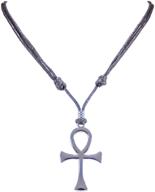 🔹 stylish bluerica ankh cross of life pendant | adjustable black rope cord necklace for chrome lovers logo