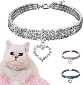 img 2 attached to 🐱 CHDHALTD Sparkling Rhinestones Cat Collar, Crystal Pet Necklace, Cute Dog Cat Elastic Adjustable Collar Necklaces, Puppy Princess Wedding Collar for Small Pets Cats Kitten Puppy(S)