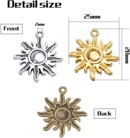 img 3 attached to 🌞 60 Vintage Sun Charms Pendants for DIY Necklace Bracelet Jewelry Decoration, Craft Supplies in 3 Colors