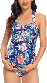 img 2 attached to Tempotrek Maternity Swimsuits Shoulder Asymmetric Women's Clothing and Swimsuits & Cover Ups