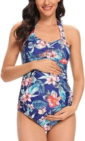 img 3 attached to Tempotrek Maternity Swimsuits Shoulder Asymmetric Women's Clothing and Swimsuits & Cover Ups