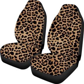 img 2 attached to 🐆 Dellukee Car Seat Cover Leopard Print: Stylish, Soft, and Universal Front Seat Protectors for Cars, Trucks, SUVs, and Vans (Set of 2)