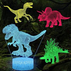 img 4 attached to Dinosaur Toys 3D Dinosaur Night Light with Remote Control - Perfect Gift for Kids Boys Girls (Ages 3-6+)