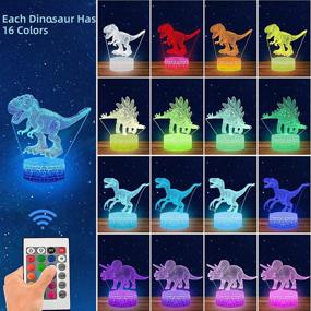 img 3 attached to Dinosaur Toys 3D Dinosaur Night Light with Remote Control - Perfect Gift for Kids Boys Girls (Ages 3-6+)