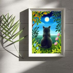 img 3 attached to 🐾 Exquisite Full Drill DIY Square Diamond Painting Kit: Black Cat Moon Embroidery Cross Stitch Picture Supplies for Stunning Wall Décor
