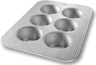 🥧 антипригарная кастрюля для кекcов jumbo texas от usa pan - 6 ячеек, быстрый выход из формы, алюминизированная сталь логотип
