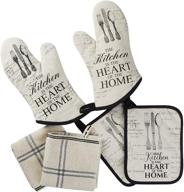 🔥 572°f heat resistant warome oven mitts and pot holders set with soft cotton kitchen towels - multi-function kitchen potholders with pocket, basic kitchen line set (6 pack) logo