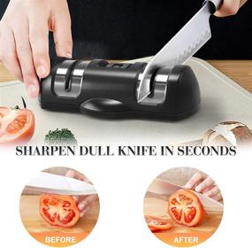 img 3 attached to 🔪 Professional 2-Stage Manual Knife Sharpener for Chefs' Kitchen Knives – Pocket Survival Tool with Non-Slip Suction Cup, Ideal for Repairing, Restoring, and Polishing Blades, Black