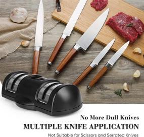 img 1 attached to 🔪 Professional 2-Stage Manual Knife Sharpener for Chefs' Kitchen Knives – Pocket Survival Tool with Non-Slip Suction Cup, Ideal for Repairing, Restoring, and Polishing Blades, Black