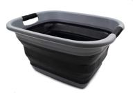 🧺 sammart 21l (5.5 gallon) collapsible laundry basket tub - foldable storage container organizer - portable washing bin - space-saving hamper, water capacity: 17l (4.49 gallon) (dark grey/black) logo